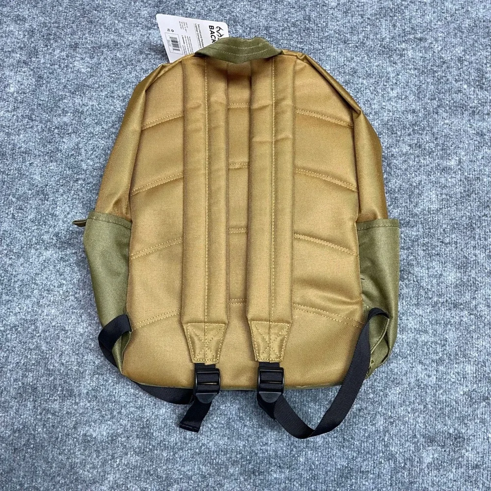 Realtree Backpack Tan Olive Canvas Padded Laptop Sleeve Outdoor Hiking NEW
